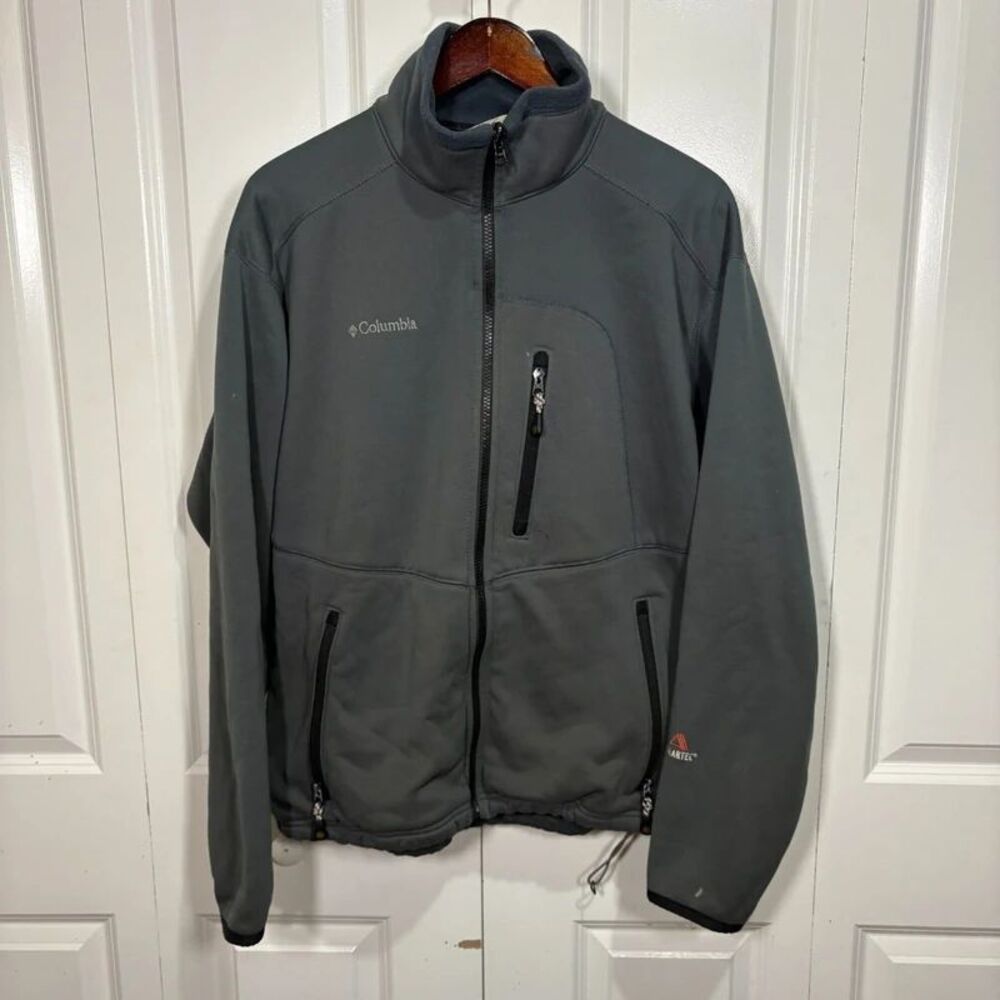 Columbia Core Interchange Jacket Mens Size Large Black Full Zip Pockets Logo Vtg